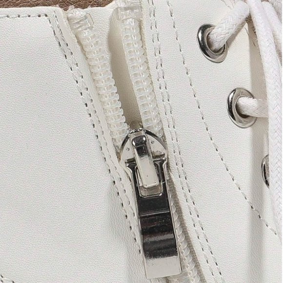 Girls Bow Decor Zip Side Lace-up Front Combat Boots White/EUR27 - Picture 8 of 8